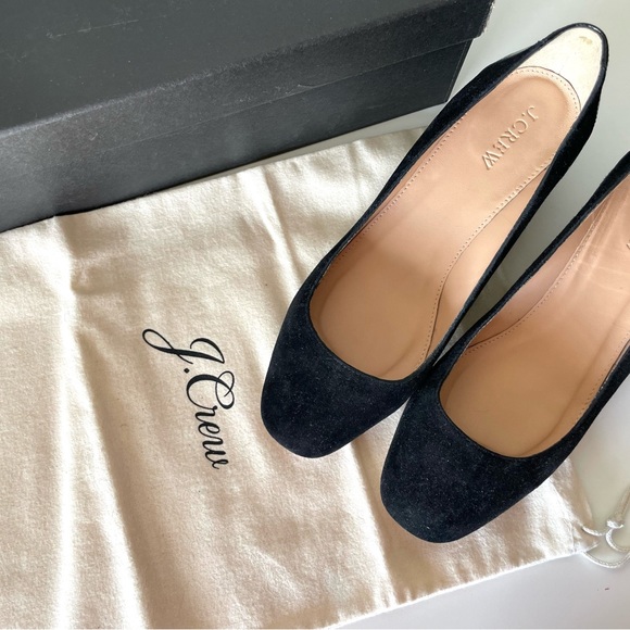 J Crew black suede pumps with stamped croc heel 7.5 IN BOX - Picture 4 of 17